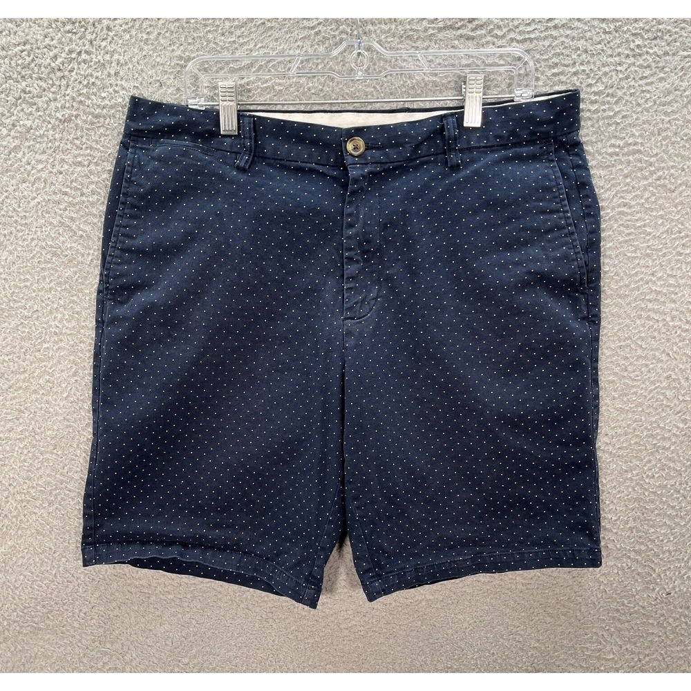 Old Navy Shorts Mens 36 Blue White‎ Polka Dot Ultimate Slim Built In Flex Preppy